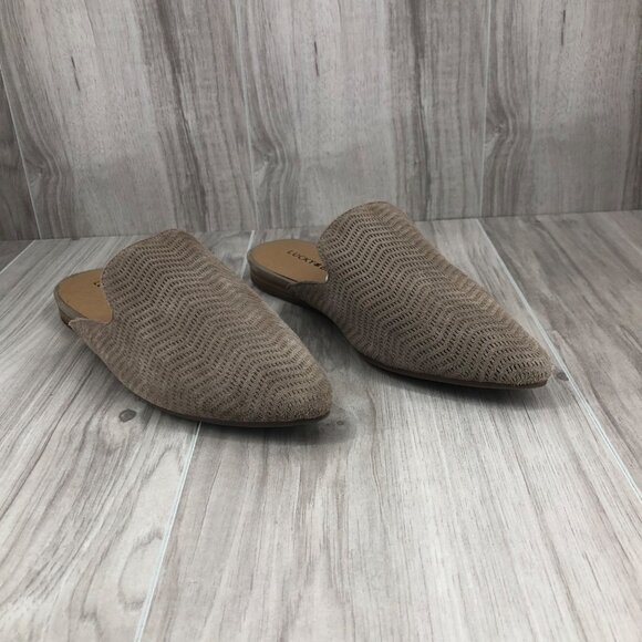 Lucky Brand Mule Flats Womens 6.5M Brynnuh Taupe Suede Slip On Shoes - Picture 4 of 11